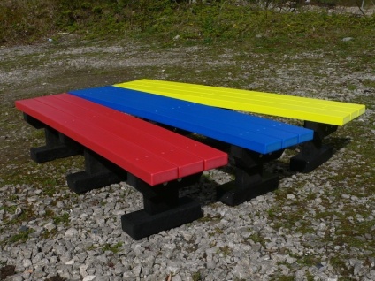 Junior 3 Seater Multicoloured Tees Bench - No back - Recycled Plastic